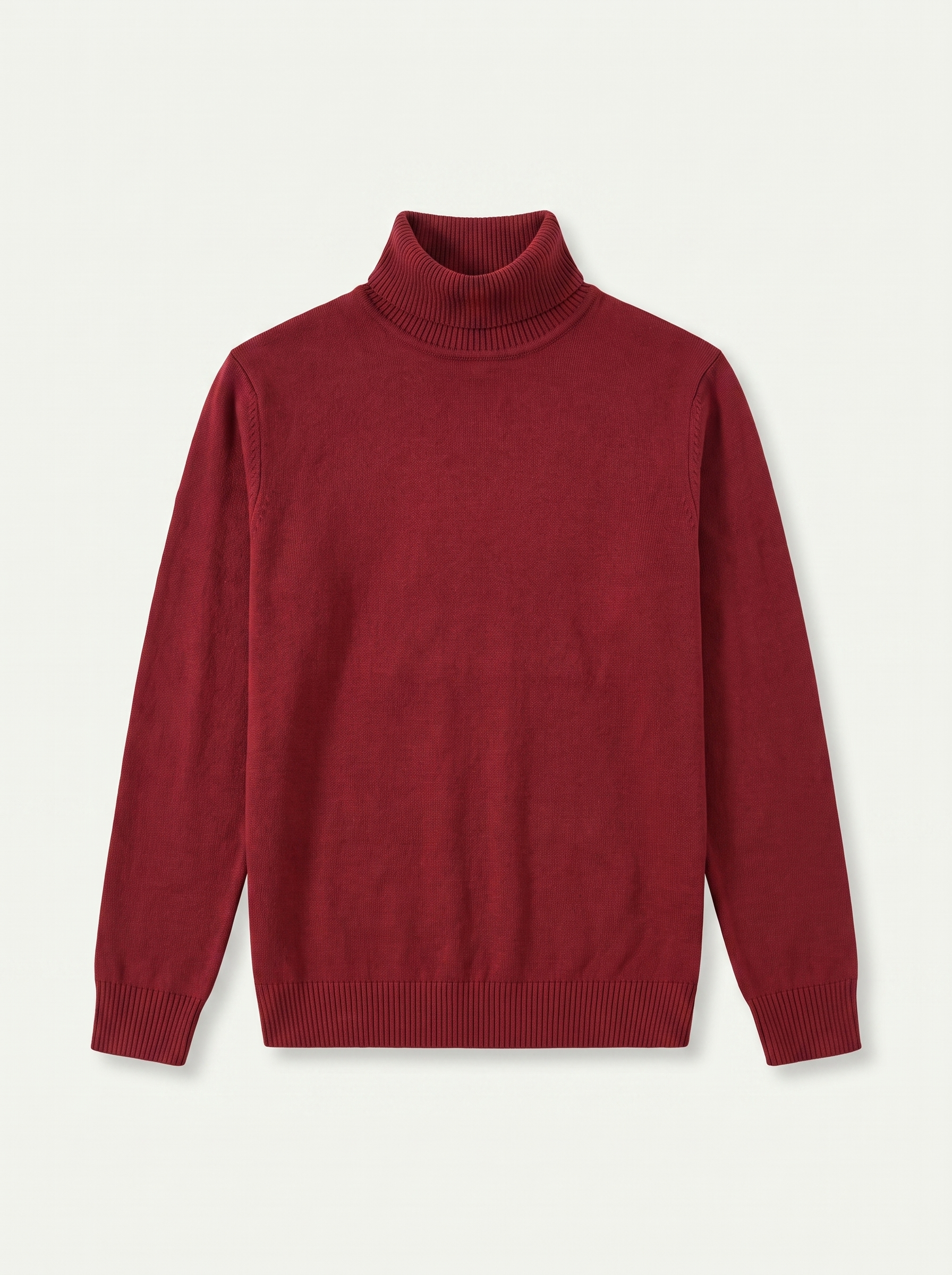 Burgunderfarbener Rollkragenpullover für Herren mit klassischer Schnittführung - J&B - 5 - Atelier-Zofia