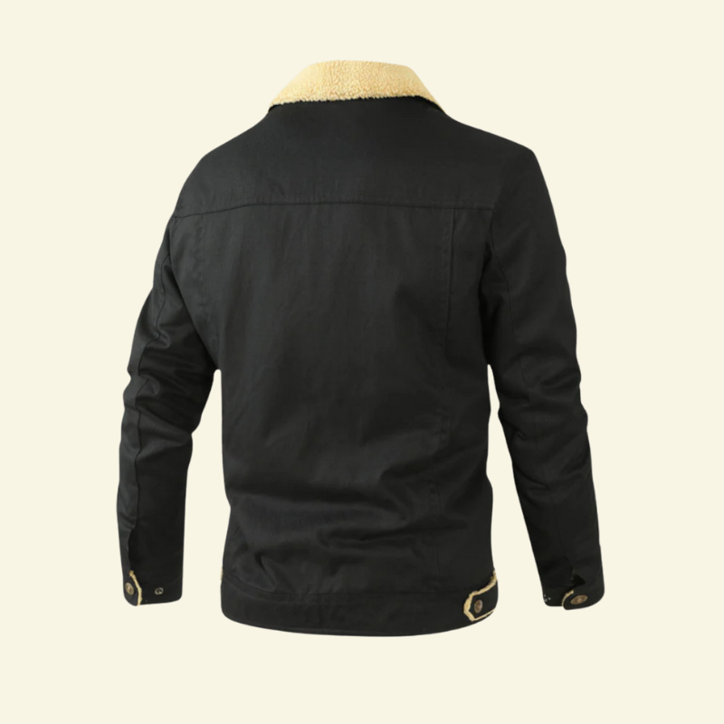 Gemütliche Herrenjacke mit Sherpa-Innenfutter und Knopfdesign - J&B - 2 - Atelier-Zofia
