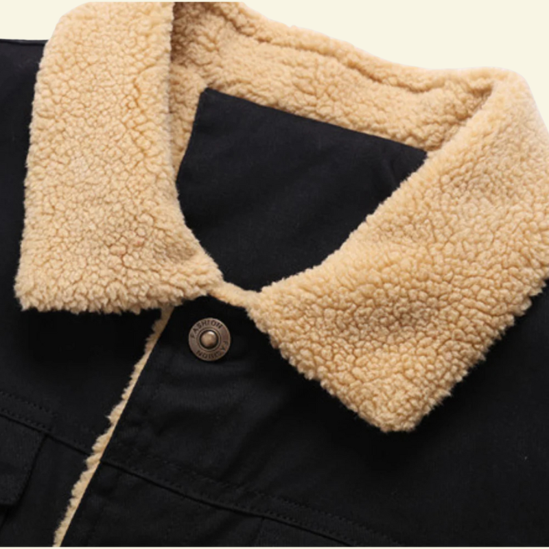 Gemütliche Herrenjacke mit Sherpa-Innenfutter und Knopfdesign - J&B - 3 - Atelier-Zofia