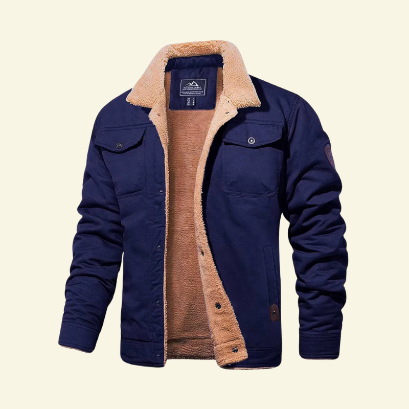 Gemütliche Herrenjacke mit Sherpa-Innenfutter und Knopfdesign - J&B - 4 - Atelier-Zofia