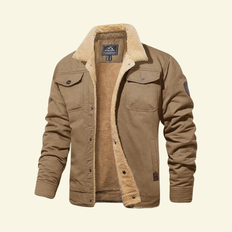 Gemütliche Herrenjacke mit Sherpa-Innenfutter und Knopfdesign - J&B - 5 - Atelier-Zofia