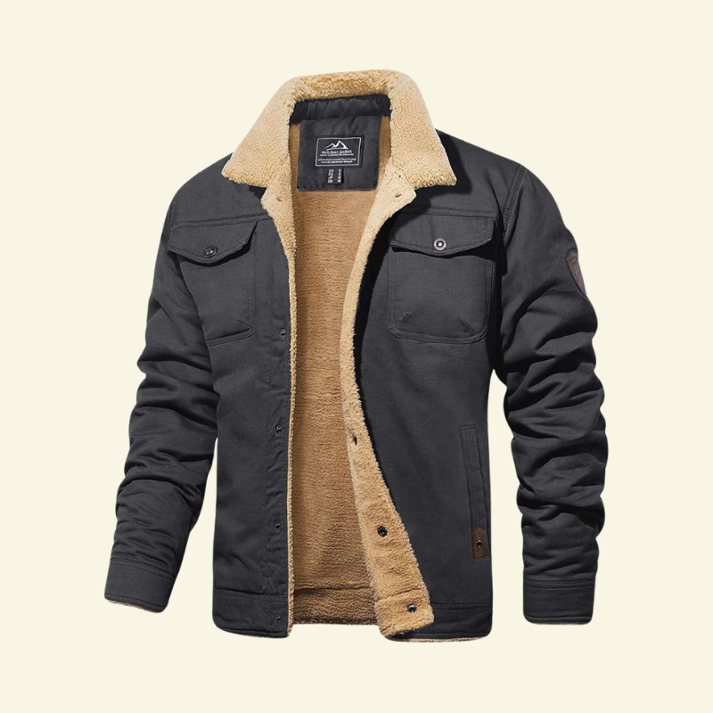 Gemütliche Herrenjacke mit Sherpa-Innenfutter und Knopfdesign - J&B - 6 - Atelier-Zofia