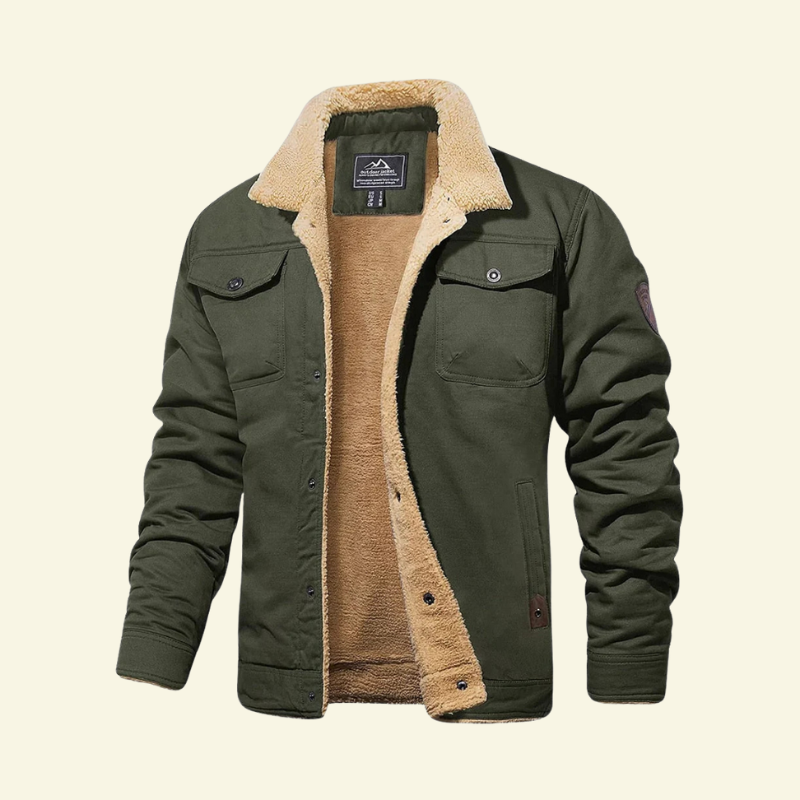 Gemütliche Herrenjacke mit Sherpa-Innenfutter und Knopfdesign - J&B - 7 - Atelier-Zofia