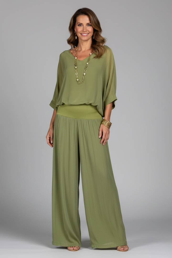 Elegantes Damen-Set mit V-Ausschnitt und weitem Bein - J&B - 1 - Atelier-Zofia