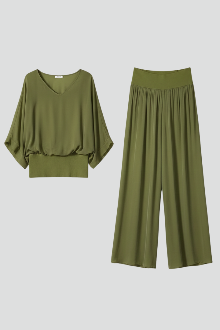 Elegantes Damen-Set mit V-Ausschnitt und weitem Bein - J&B - 9 - Atelier-Zofia