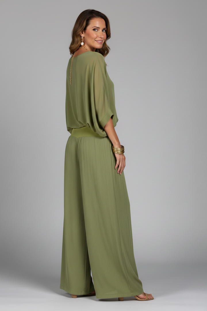 Elegantes Damen-Set mit V-Ausschnitt und weitem Bein - J&B - 10 - Atelier-Zofia