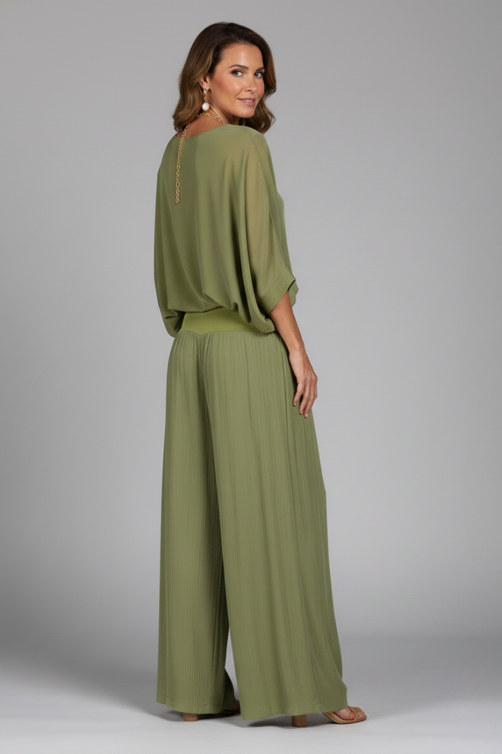 Elegantes Damen-Set mit V-Ausschnitt und weitem Bein - J&B - 12 - Atelier-Zofia