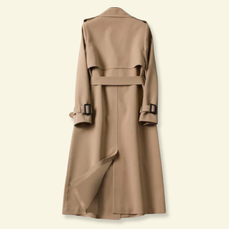 Damen Trenchcoat mit doppelter Knopfreihe, stilvolles Design - J&B - 4 - Atelier-Zofia