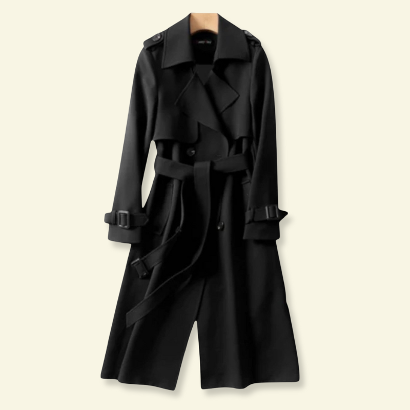 Damen Trenchcoat mit doppelter Knopfreihe, stilvolles Design - J&B - 6 - Atelier-Zofia