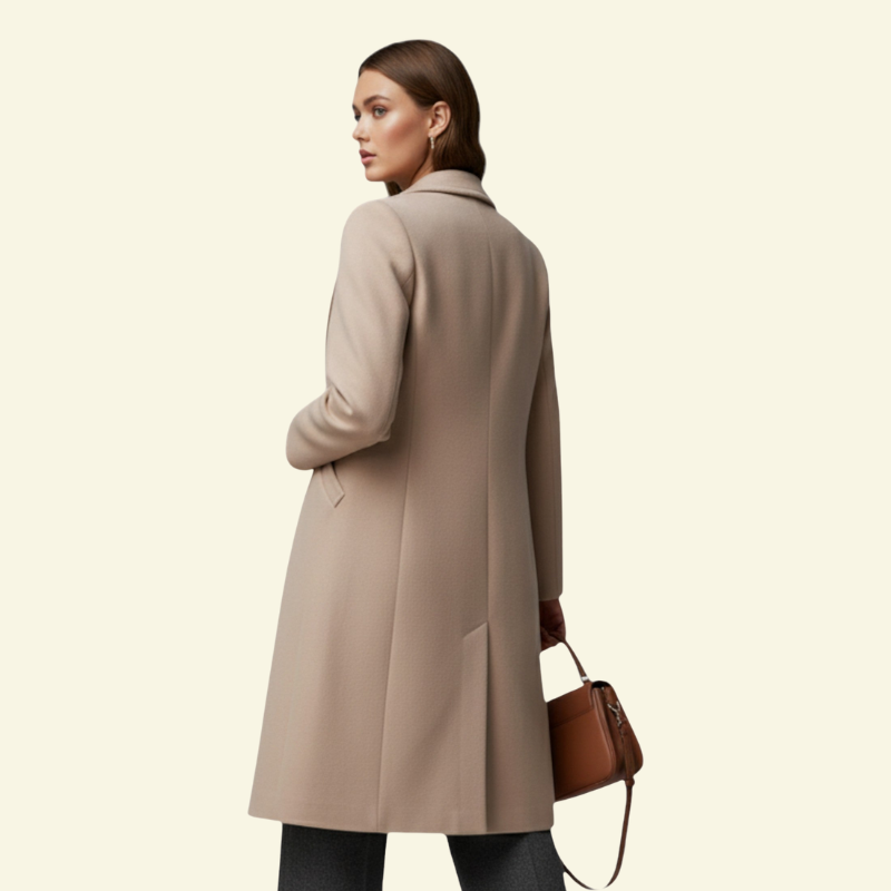 Modischer Damenmantel mit figurbetonter Silhouette und stilvollem Kragen - J&B - 4 - Atelier-Zofia