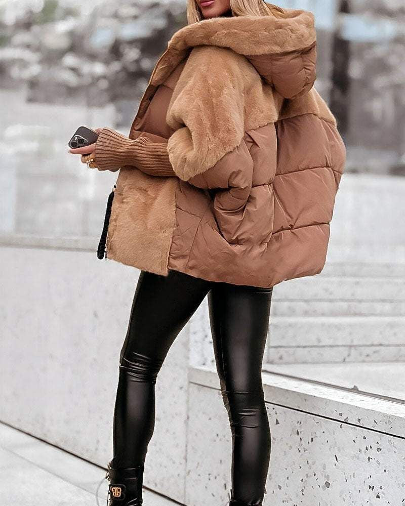 Elegante Damen-Daunenjacke mit Kapuze und luxuriösen Pelzdetails - J&B - 6 - Atelier-Zofia
