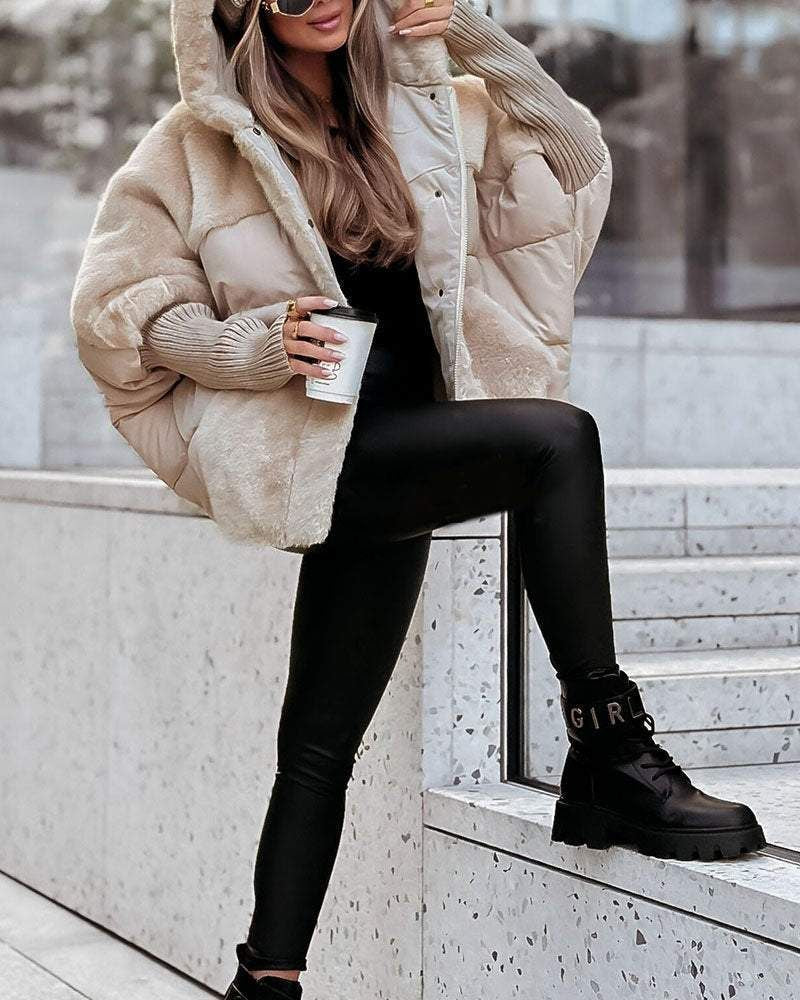 Elegante Damen-Daunenjacke mit Kapuze und luxuriösen Pelzdetails - J&B - 9 - Atelier-Zofia