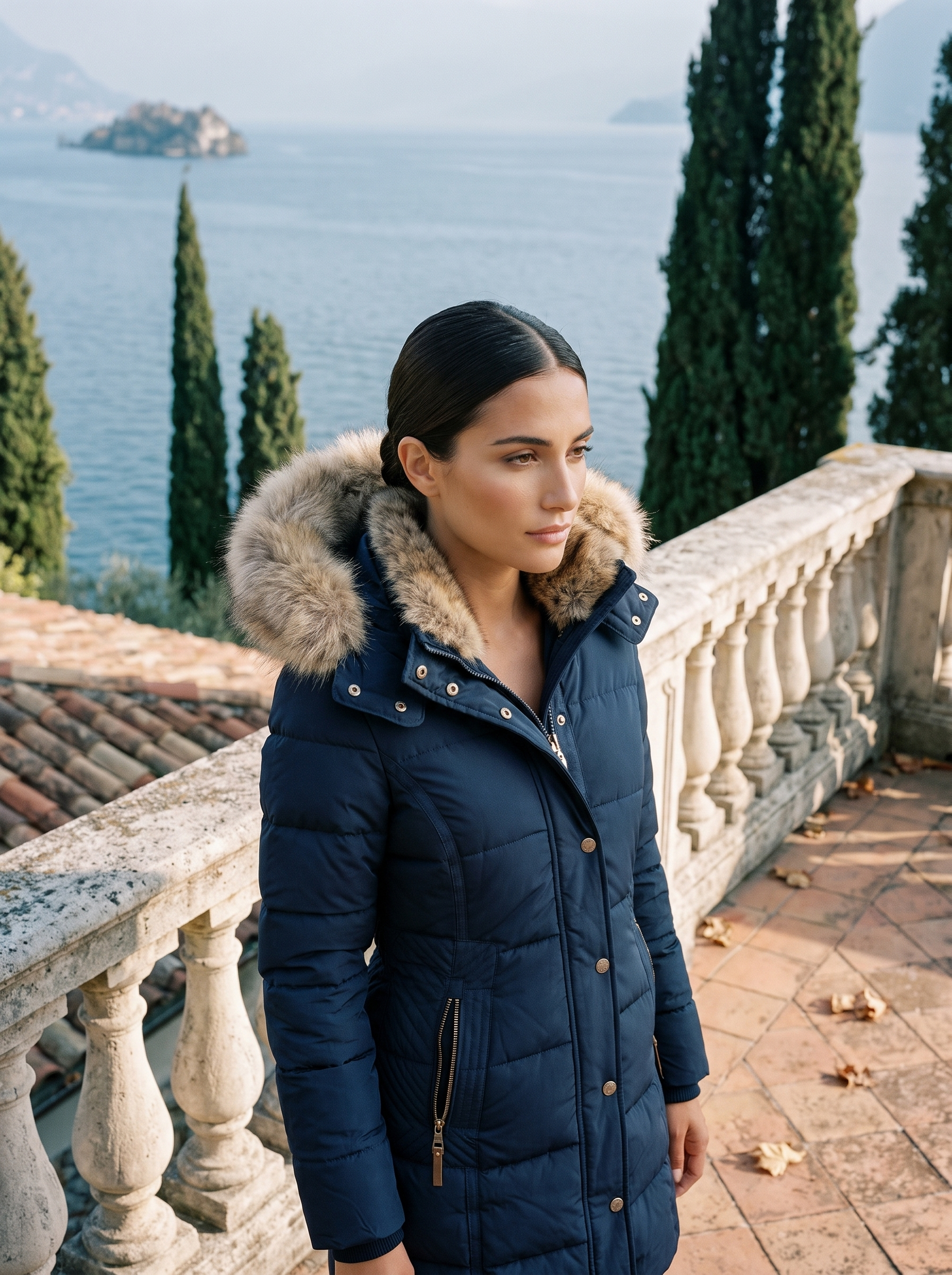 Elegante Damen-Steppjacke mit abnehmbarer Fellkapuze und figurschmeichelndem Schnitt - J&B - 6 - Atelier-Zofia