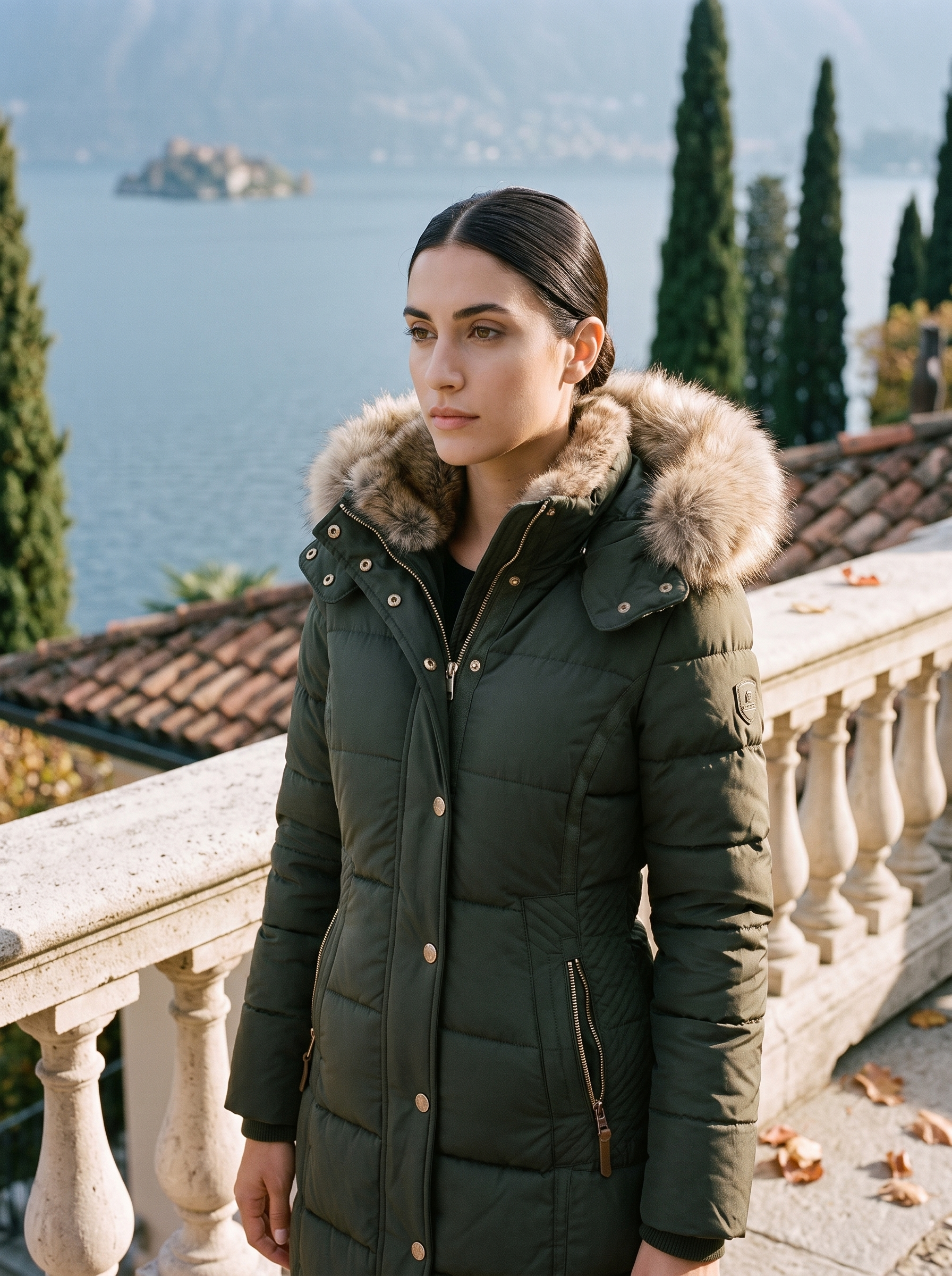 Elegante Damen-Steppjacke mit abnehmbarer Fellkapuze und figurschmeichelndem Schnitt - J&B - 7 - Atelier-Zofia