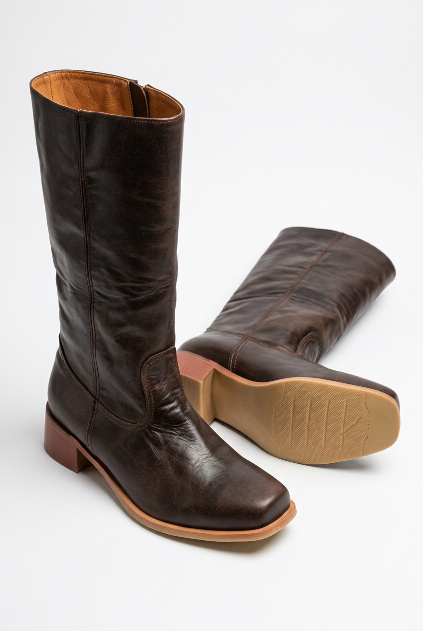 Elegante Damenstiefel in Wadenhöhe – Stilvolles Design mit geschlossener Spitze und komfortablem Blockabsatz - J&B - 16 - Atelier-Zofia