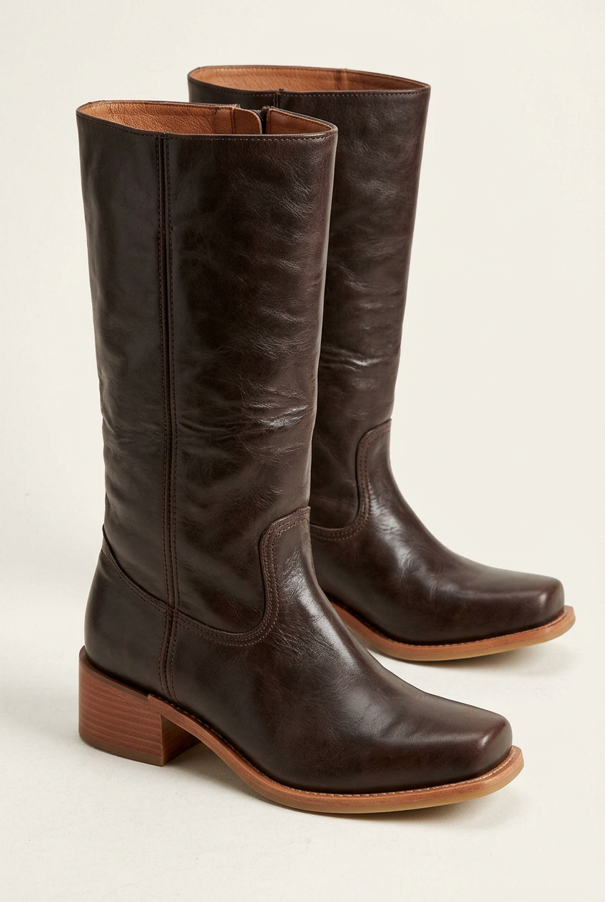 Elegante Damenstiefel in Wadenhöhe – Stilvolles Design mit geschlossener Spitze und komfortablem Blockabsatz - J&B - 18 - Atelier-Zofia