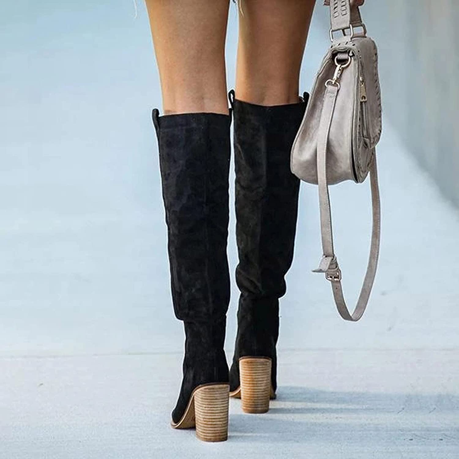 Elegante kniehohe Damenstiefel im Western-Stil mit komfortablem Blockabsatz - J&B - 6 - Atelier-Zofia