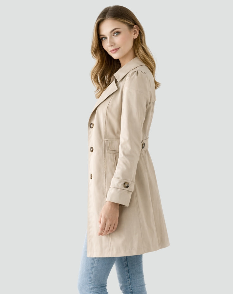 Klassischer Trenchcoat für Damen mit tailliertem Gürtel - J&B - 3 - Atelier-Zofia