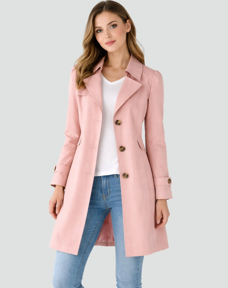 Klassischer Trenchcoat für Damen mit tailliertem Gürtel - J&B - 6 - Atelier-Zofia