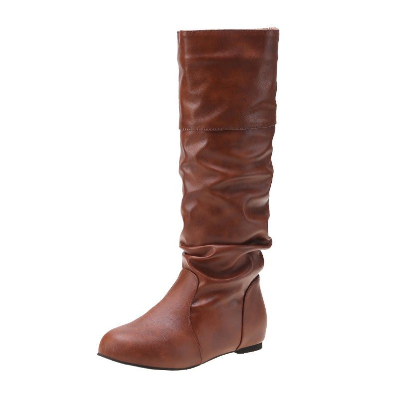 Bequeme Damen-Reitstiefel mit hohem Schnitt und runder Zehenform - J&B - 4 - Atelier-Zofia