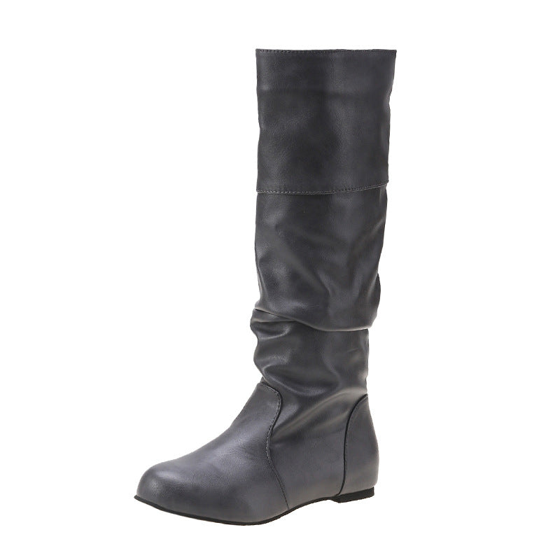 Bequeme Damen-Reitstiefel mit hohem Schnitt und runder Zehenform - J&B - 6 - Atelier-Zofia
