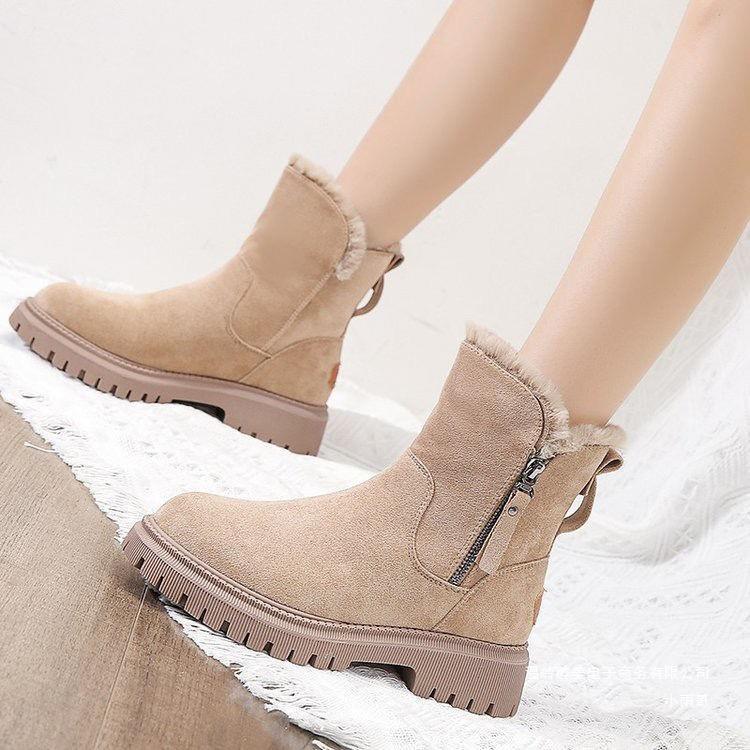 Modische Damen-Stiefeletten mit quadratischem Absatz und warmem Innenfutter - J&B - 2 - Atelier-Zofia