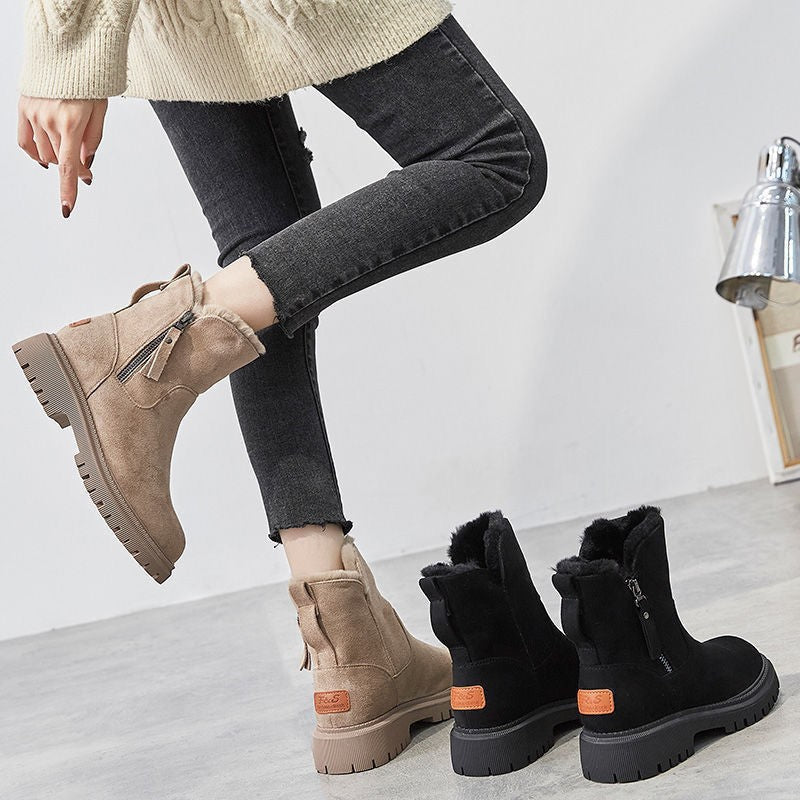 Modische Damen-Stiefeletten mit quadratischem Absatz und warmem Innenfutter - J&B - 3 - Atelier-Zofia