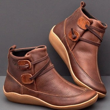 Elegante Damen-Stiefeletten mit runder Zehenform und flacher Sohle - 3 - Atelier-Zofia