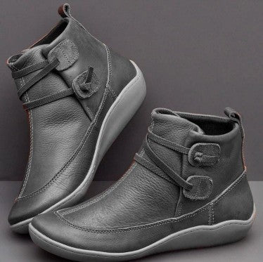 Elegante Damen-Stiefeletten mit runder Zehenform und flacher Sohle - 4 - Atelier-Zofia