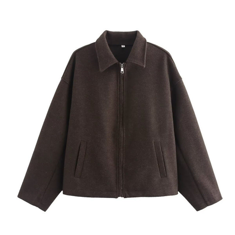 Bequeme Damenjacke mit Reißverschluss und lässigem Schnitt - J&B - 5 - Atelier-Zofia