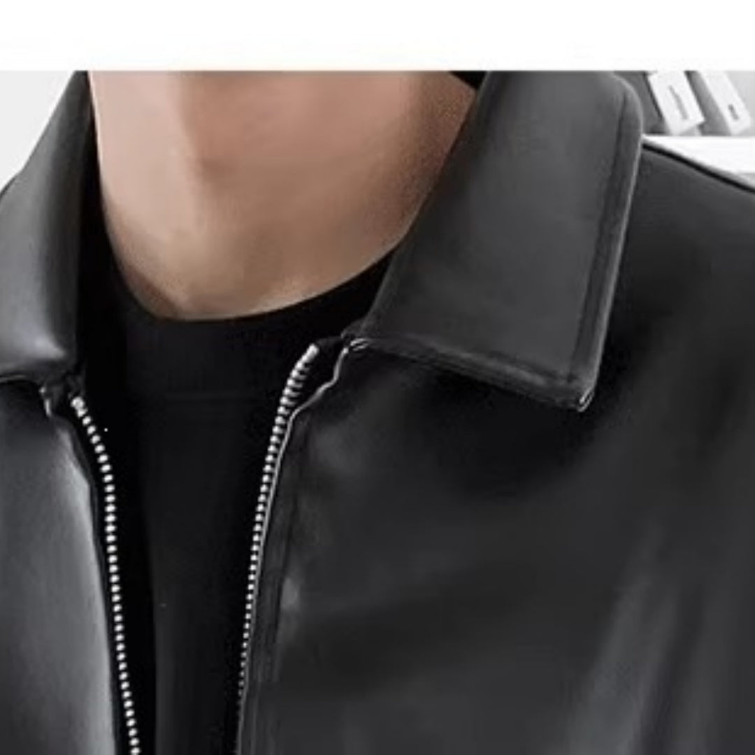 Herren-Bikerjacke im lässigen Schnitt mit durchgehendem Reißverschluss - J&B - 1 - Atelier-Zofia