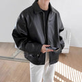 Herren-Bikerjacke im lässigen Schnitt mit durchgehendem Reißverschluss - J&B - 2 - Atelier-Zofia