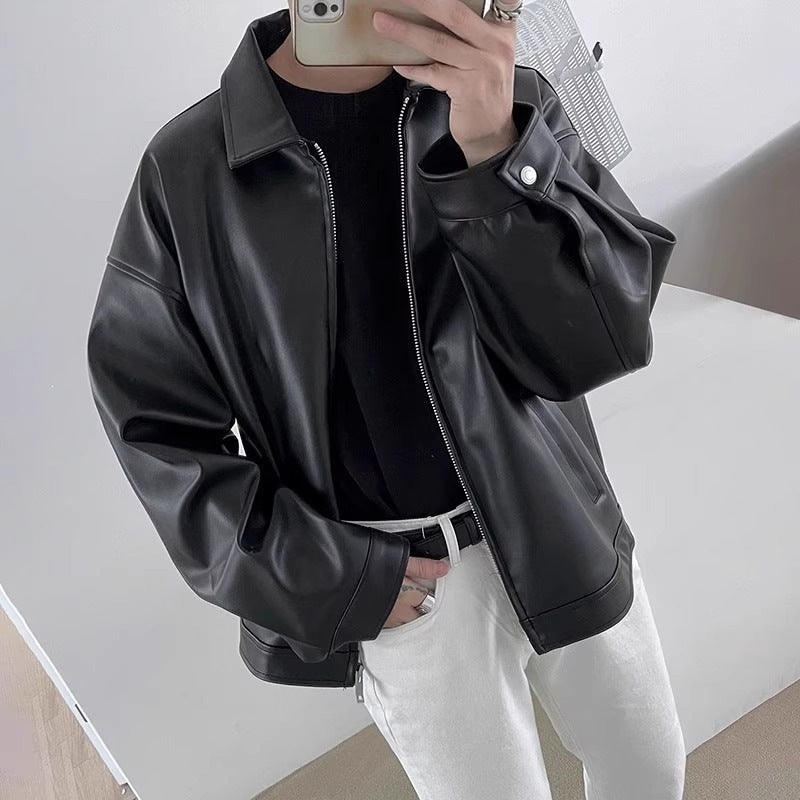 Herren-Bikerjacke im lässigen Schnitt mit durchgehendem Reißverschluss - J&B - 3 - Atelier-Zofia