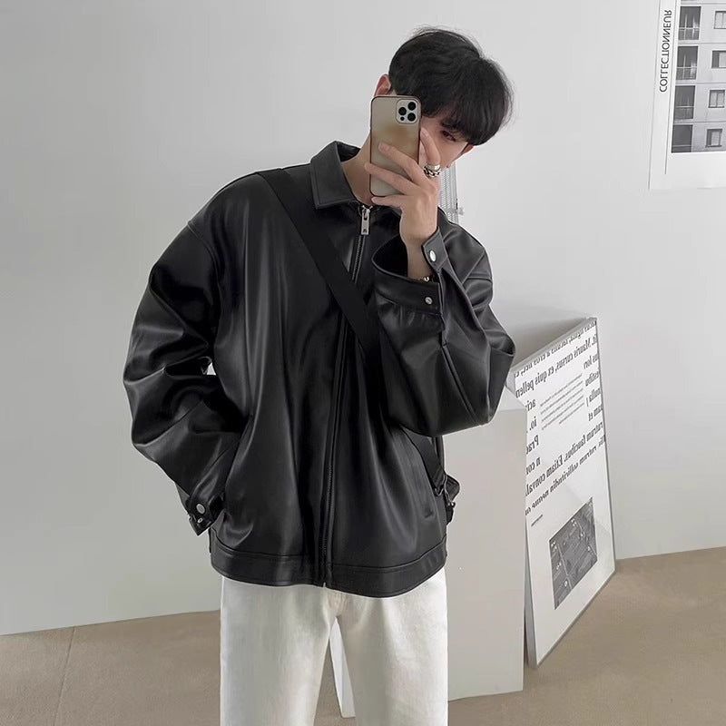 Herren-Bikerjacke im lässigen Schnitt mit durchgehendem Reißverschluss - J&B - 4 - Atelier-Zofia