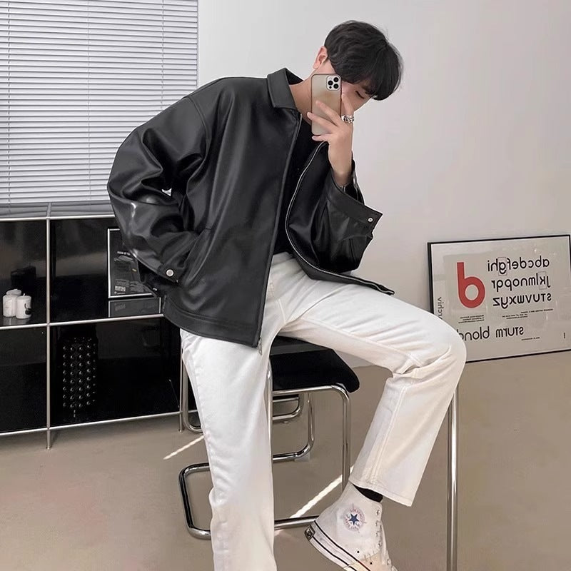 Herren-Bikerjacke im lässigen Schnitt mit durchgehendem Reißverschluss - J&B - 5 - Atelier-Zofia
