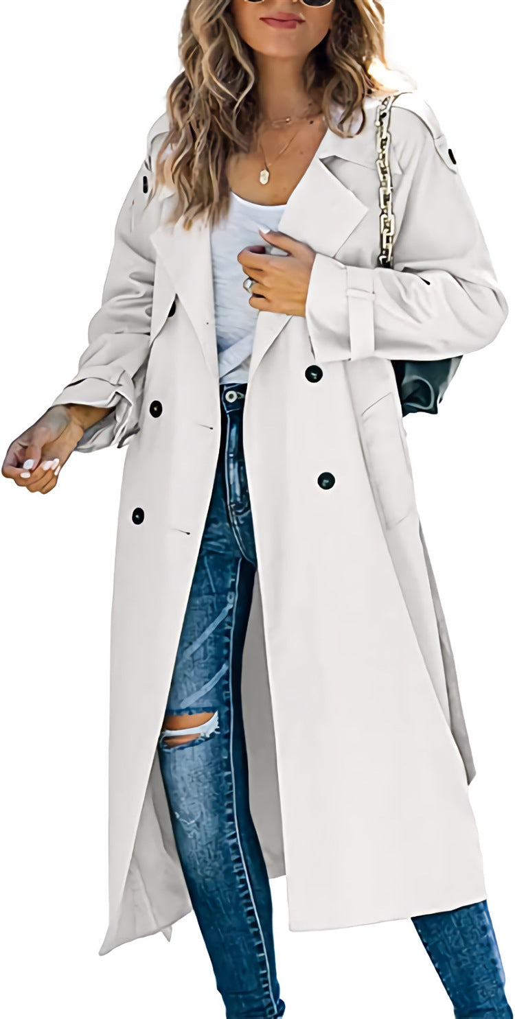 Stylischer Midi-Trenchcoat für Damen mit klassischem Zweireiher - J&B - 3 - Atelier-Zofia