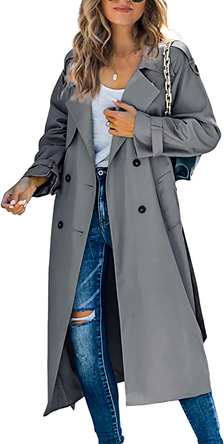 Stylischer Midi-Trenchcoat für Damen mit klassischem Zweireiher - J&B - 6 - Atelier-Zofia