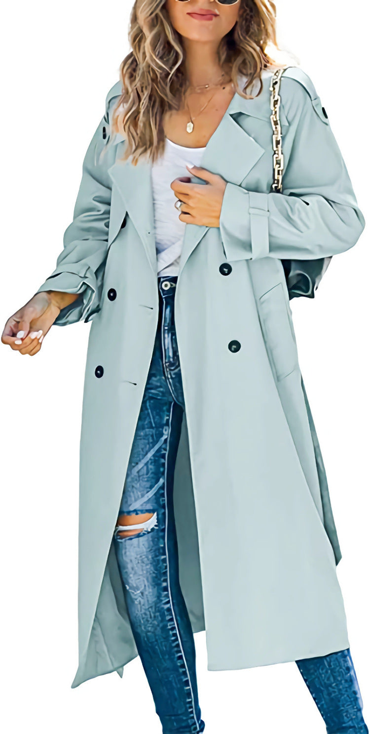 Stylischer Midi-Trenchcoat für Damen mit klassischem Zweireiher - J&B - 7 - Atelier-Zofia