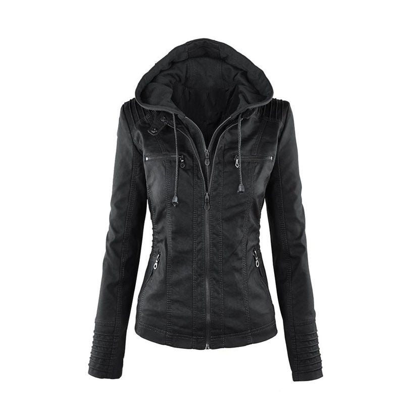 Modische Kapuzenjacke für Damen mit Reißverschluss - J&B - 2 - Atelier-Zofia