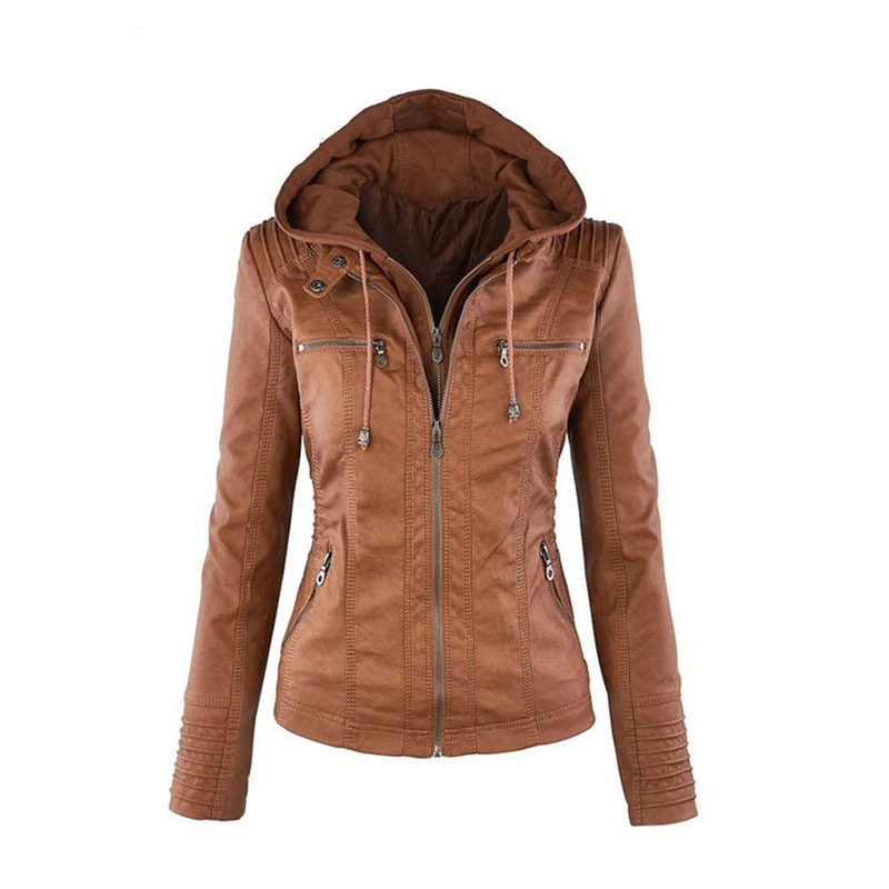 Modische Kapuzenjacke für Damen mit Reißverschluss - J&B - 3 - Atelier-Zofia