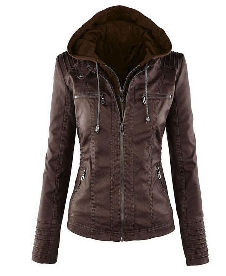 Modische Kapuzenjacke für Damen mit Reißverschluss - J&B - 4 - Atelier-Zofia