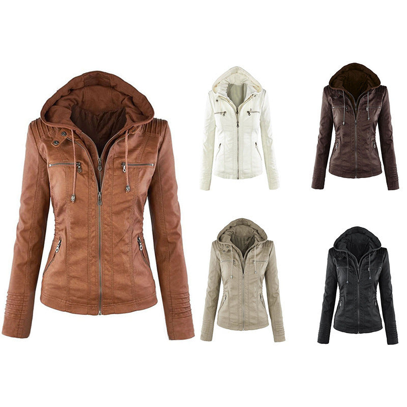 Modische Kapuzenjacke für Damen mit Reißverschluss - J&B - 5 - Atelier-Zofia