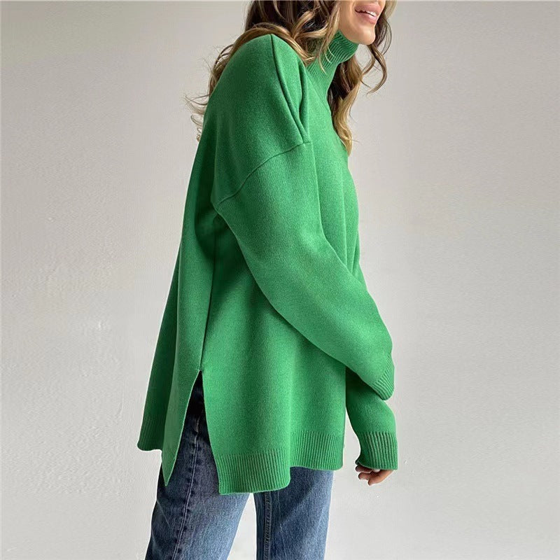 Gemütlicher Damen-Strickpullover mit hohem Stehkragen - J&B - 4 - Atelier-Zofia
