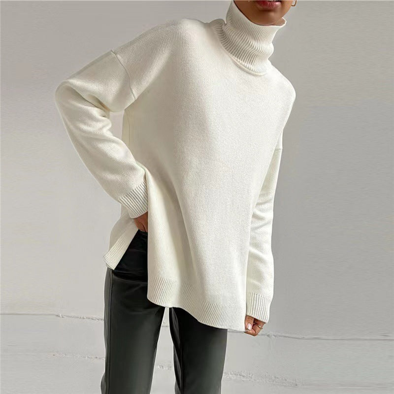 Gemütlicher Damen-Strickpullover mit hohem Stehkragen - J&B - 5 - Atelier-Zofia