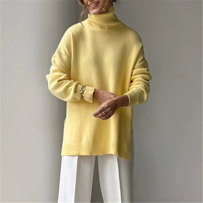 Gemütlicher Damen-Strickpullover mit hohem Stehkragen - J&B - 6 - Atelier-Zofia
