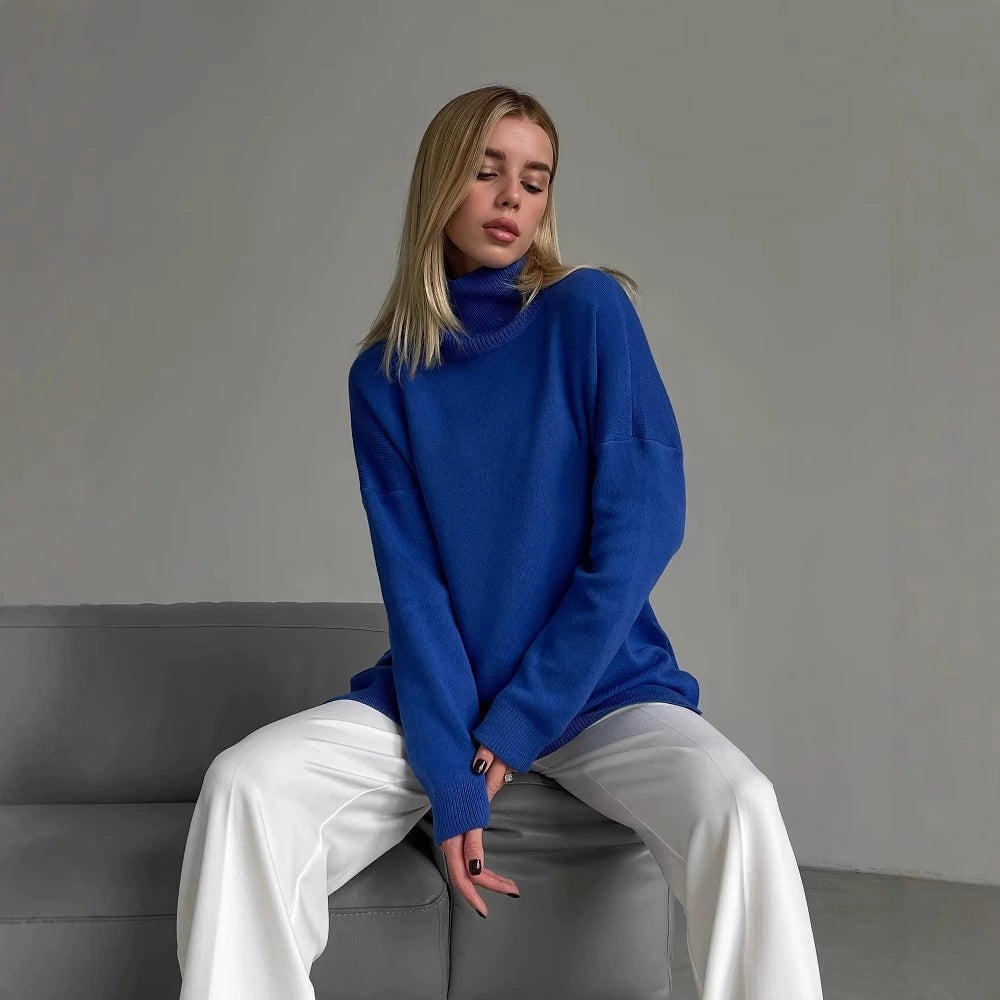 Gemütlicher Damen-Strickpullover mit hohem Stehkragen - J&B - 8 - Atelier-Zofia