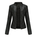 Elegante Damen-Lederjacke mit modischem Stehkragen und trendigen Reißverschlussdetails - J&B - 3 - Atelier-Zofia