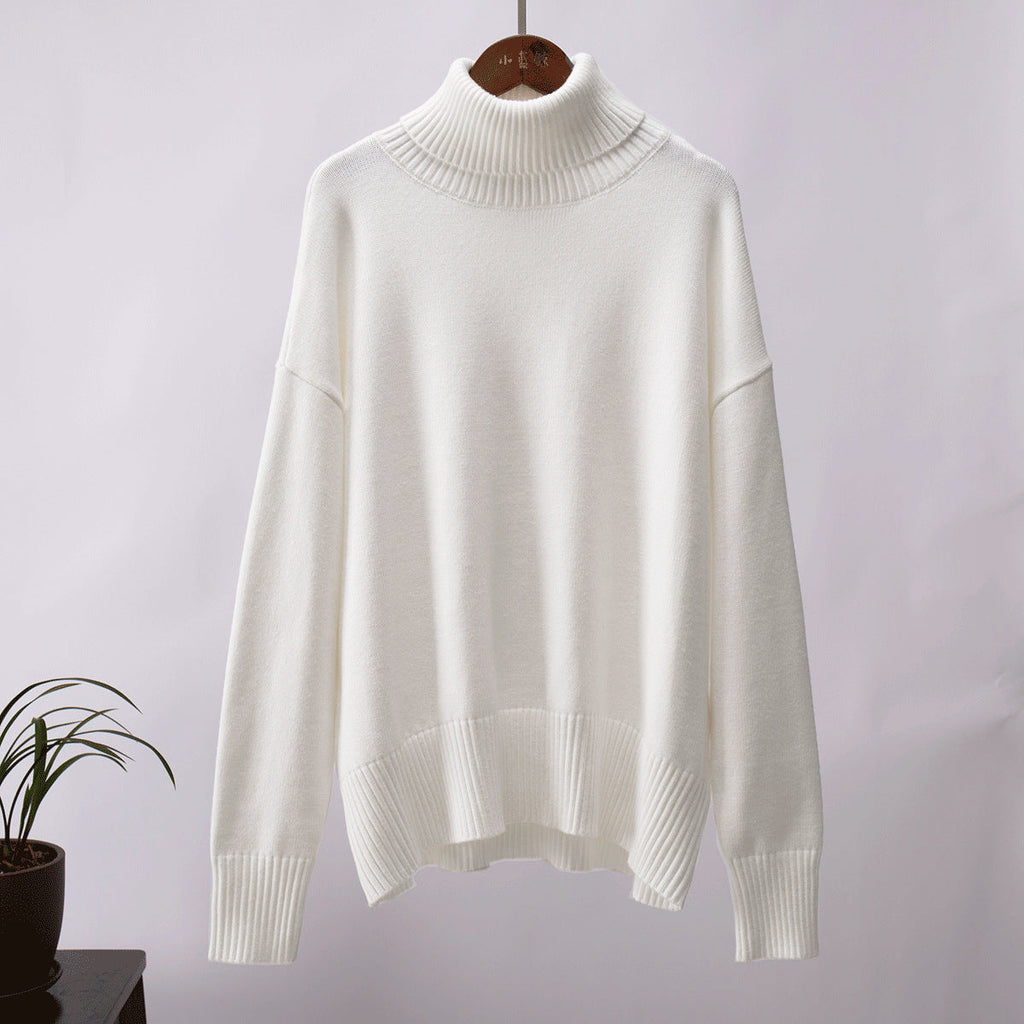 Bequemer Damenpullover mit Rollkragen und lässigen langen Ärmeln - J&B - 3 - Atelier-Zofia
