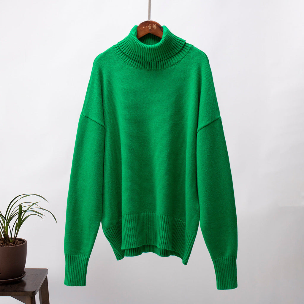 Bequemer Damenpullover mit Rollkragen und lässigen langen Ärmeln - J&B - 5 - Atelier-Zofia