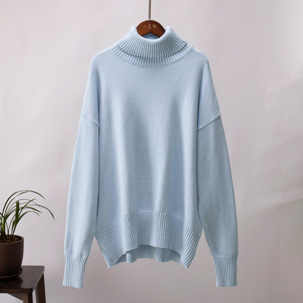 Bequemer Damenpullover mit Rollkragen und lässigen langen Ärmeln - J&B - 9 - Atelier-Zofia